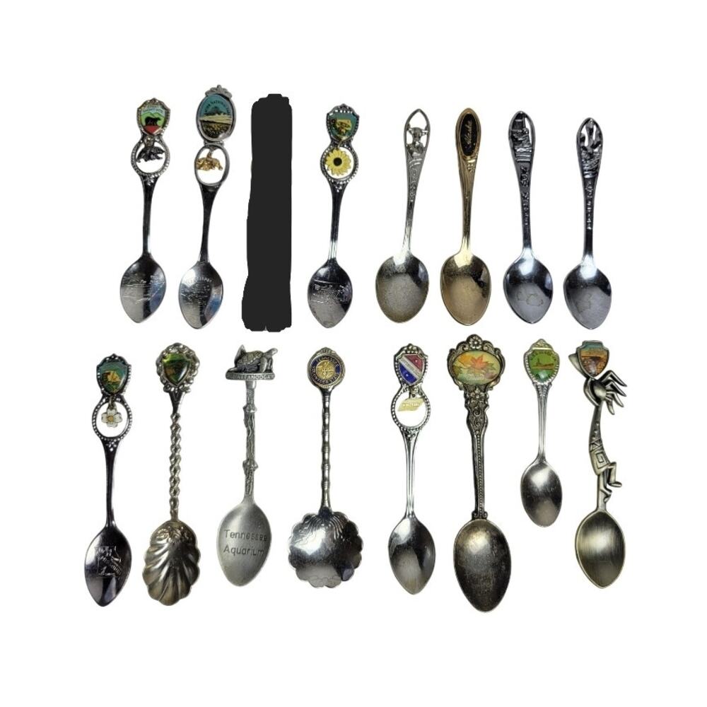 Vintage State Souvenir Spoons Cities Lot of 15 Tourism Collectable Travel